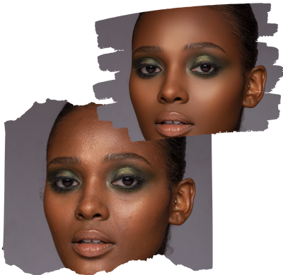 Before and after comparison of portrait editing with evoto ai