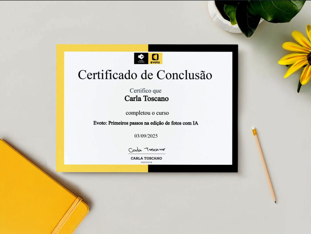 Certificate of completion of the evoto course issued by Carla Toscano