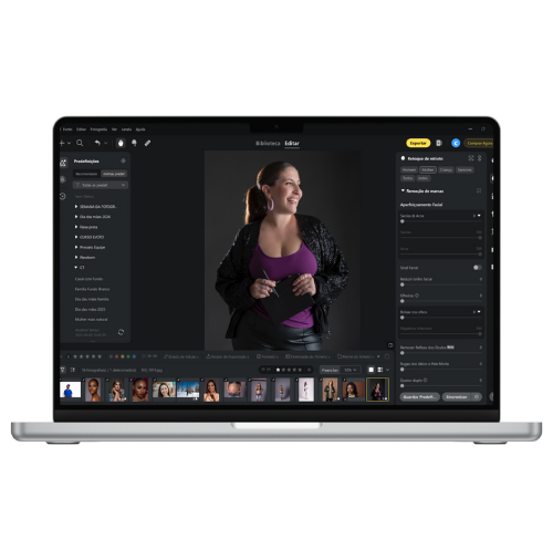 Screenshot of the evoto AI photo editor demonstrating portrait editing