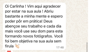 Student's testimony thanking Carla Toscano for the objective class of the Evoto course